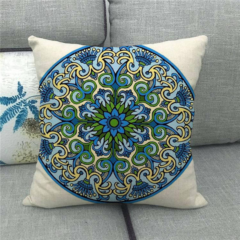 Home Decor Colorful Mandala Pattern Digital Print Pillowcases Pattern Cushion Cover Suitable for Sofa Bedroom Car Pillow Cover