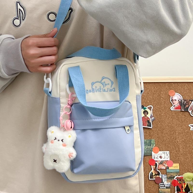 Female cotton doll college style double-sided shoulder bag transparent messenger bag cute small bag handbag
