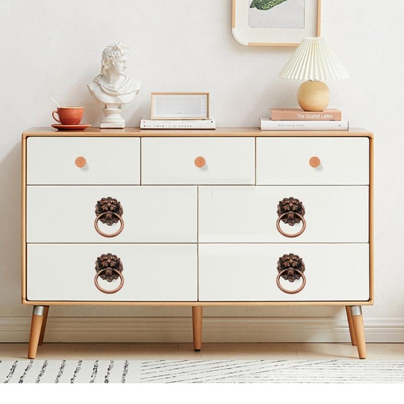 Pack of 5 Antique Styles Stylish Lion Heads Knobs Sturdy Alloy Materials Convenient for Wardrobes and Drawers Use