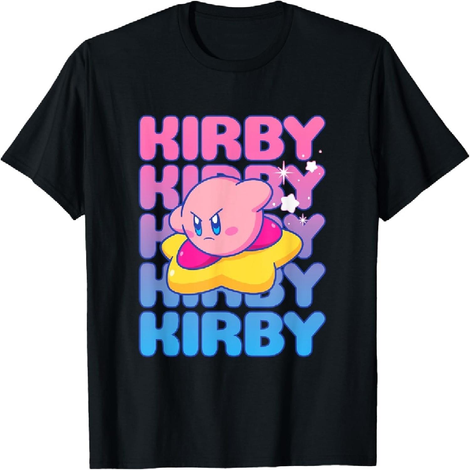 Kirby Nintendo Big Bubble Text Stack T-Shirt S