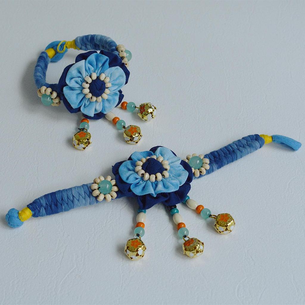 Yunnan Dali Handgefertigtes Ethnisches Batikstoff-Armband - Blau & Weiß Reiseschmuck