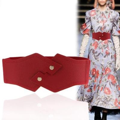 Women's Wide-waisted Outer Belt with A Belted Waist and A Shirt Dress Decorated with Black and Red Elastic Bands Girl Belt