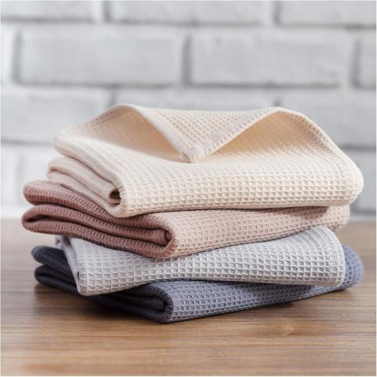 PY HOME & SPORTS Dish Towels Set, 100% Cotton Waffle Weave Kitchen Towels 4 Pieces, Super Absorbent Kitchen Hand Dish Cloths for Drying and Cleaning