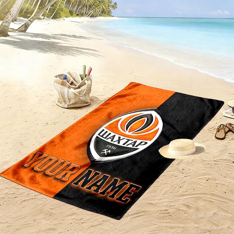 Custom Fc Shakhtar Donetsk Print Beach Towel, Large Soft Quick Dry Towel for Beach Camping Swimming