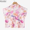 ZANZEA Women Summer Round Neck Loose Short Sleeve Print Blouse
