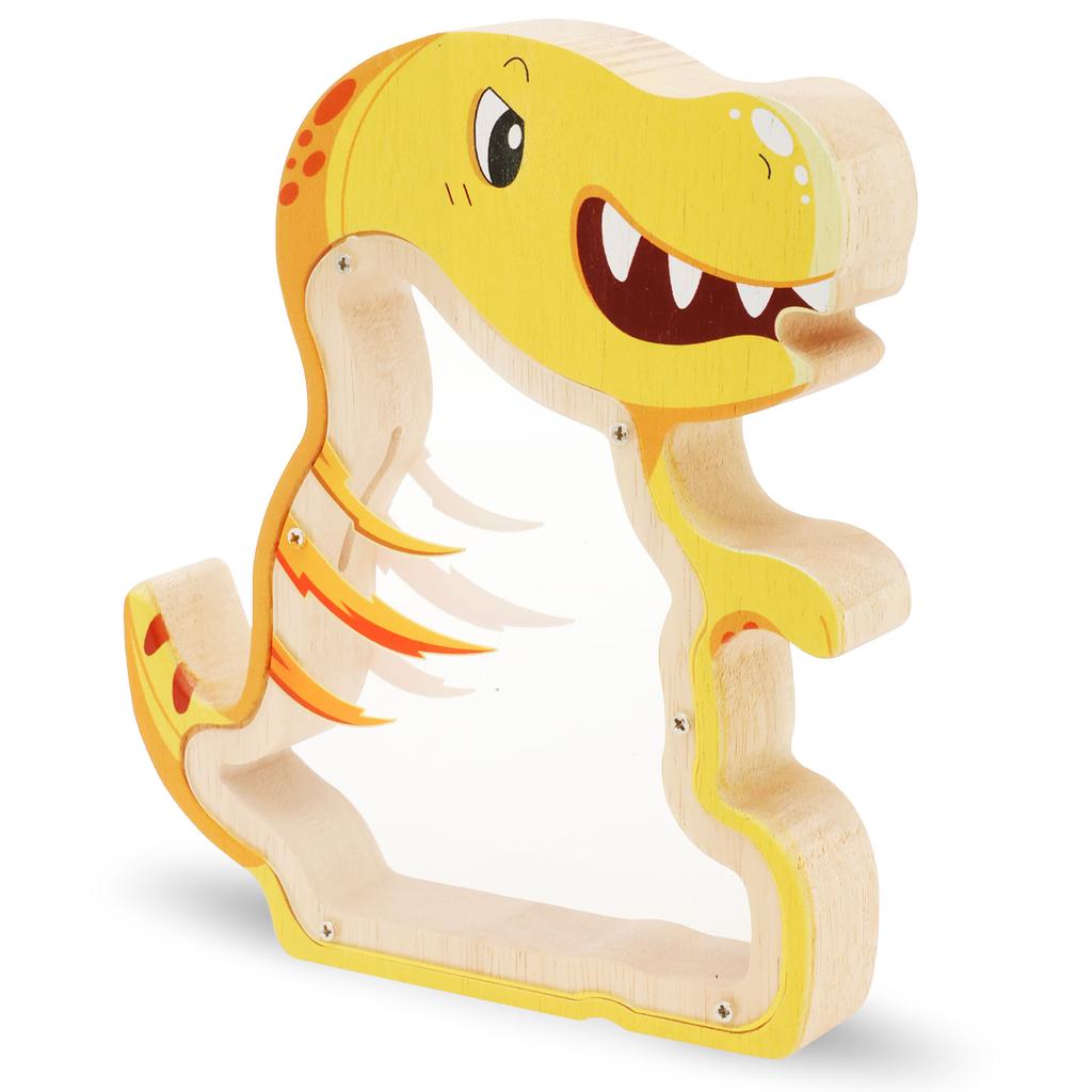 Trä Dinosaurieformad Spargris Spargrisar Barn Myntförvaringsfodral Barn Kontantsparande Transparent Heminredning