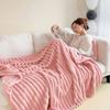 Solid Thickened Wide Striped Flannel Multifunctional Throw Blanket Luxury Faux Rabbit Fur Warm Bed Blankets Sofa Blanket,nap Blanket