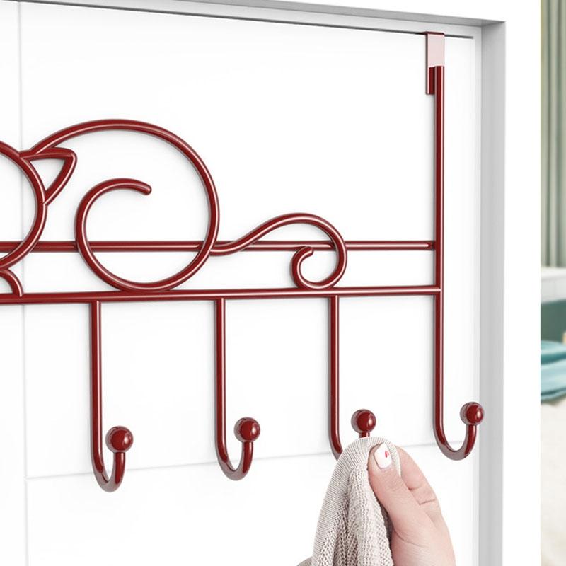 7-Hook Over Door Hanger Iron Art Bag Clothes Key Scarf Hanging Holder Bathroom Kitchen Home Back Door Organizer