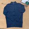 Fall Winter Men Coat Zipper Closure Knitted Cardigan Stand Collar Long Sleeves Solid Color Thick Elastic Loose Striped Texture Daily Wear Knit Jacket