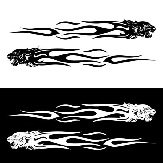 1Pair Stylish Tiger Flame Self-adhesive Car Sticker Truck Body Reflective Decal