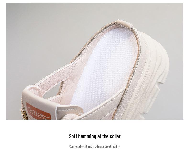 W3650 Women's Summer White Hollowed-Out Height-Increasing Thick-Soled Casual Sandals