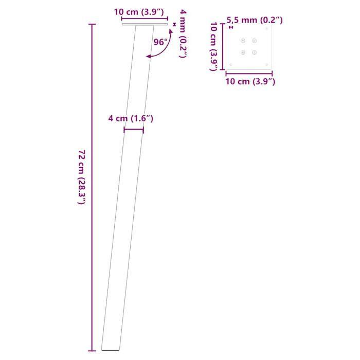VidaXL Console Table Legs 4 Pieces Black 72 Cm Steel 4012492