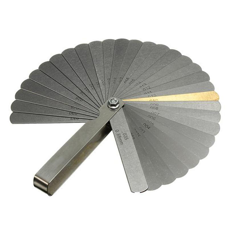 32 Blades Combination Feeler Gauge Stainless Steel Removable Metric Imperial 0.04-0.88mm Thickness Measuring Instruments