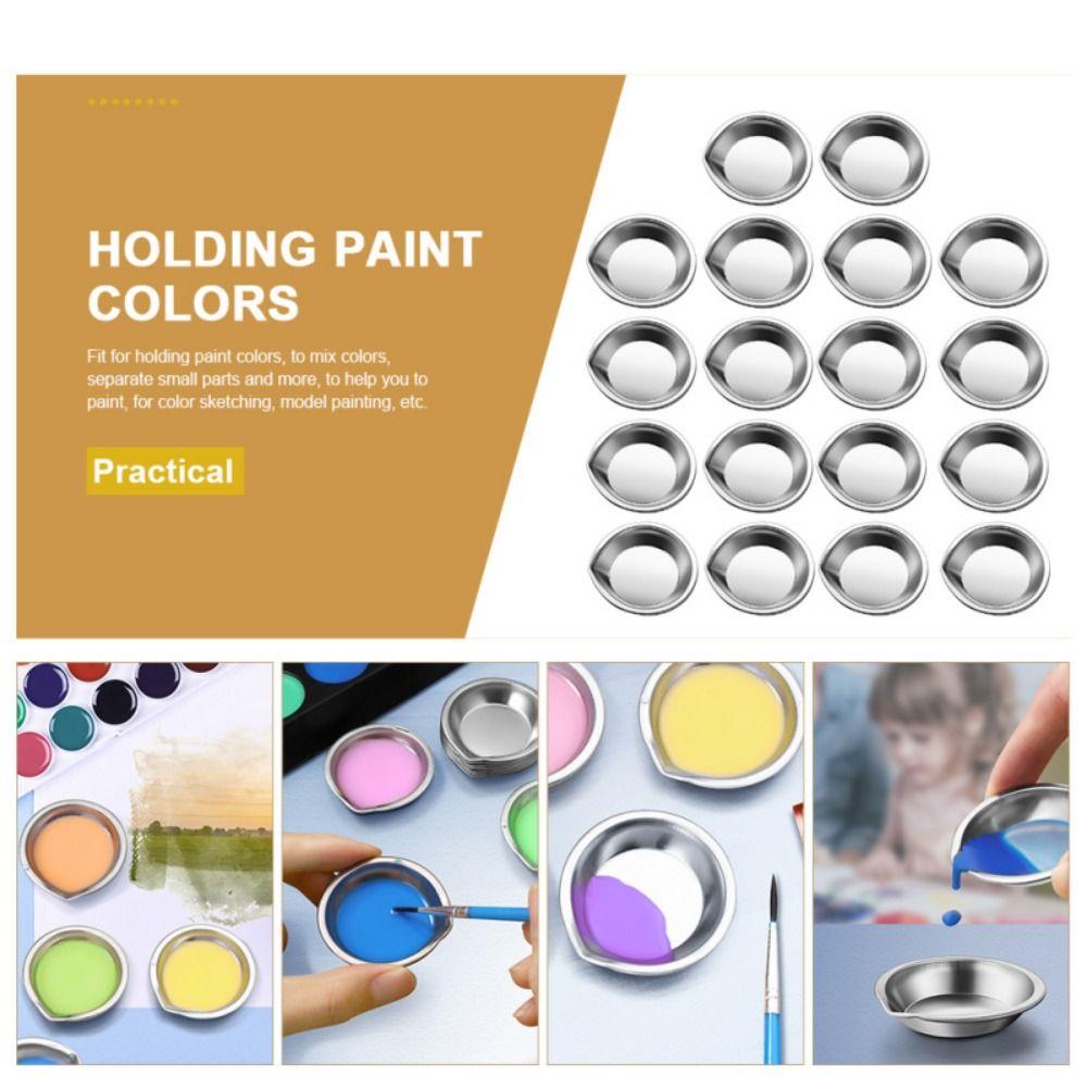 10pcs Stainless Steel Paint Color Mixing Cups Drawing Tablets Pour Mouth Palette  DIY Painting Tools