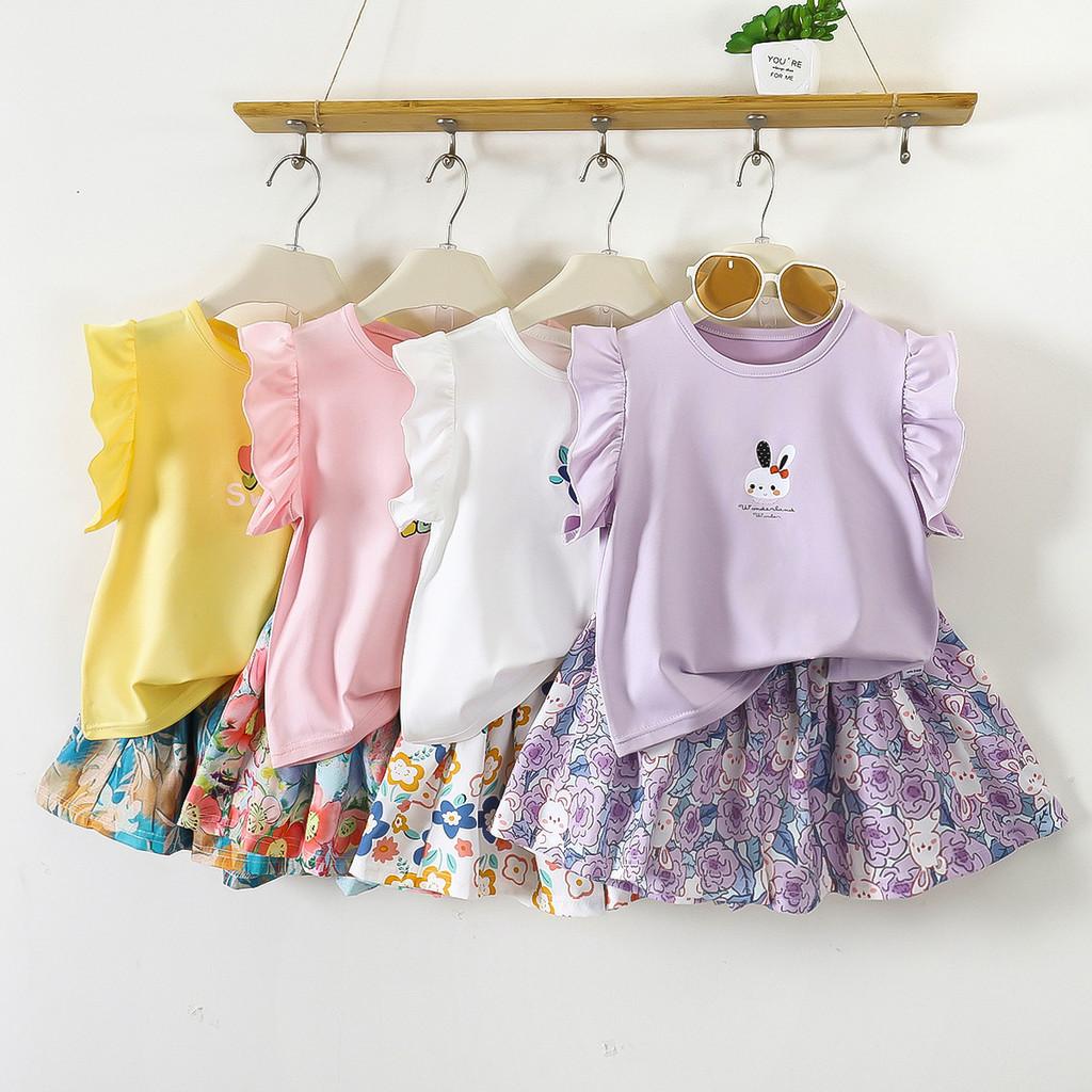 Girl Summer Outfit Set With Floral T Shirt And Shorts For Kids Ages 3 To 8