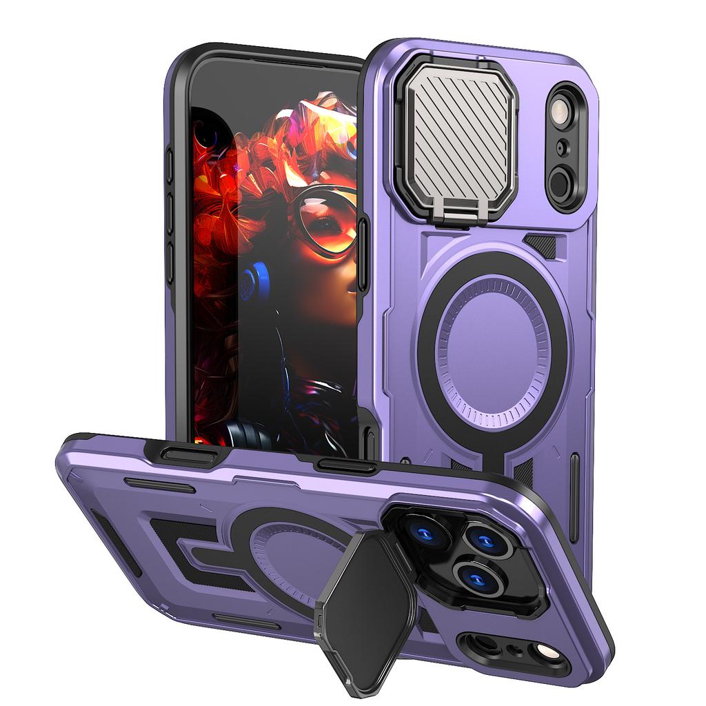 Applicable To iPhone17ProMax Aegis Mobile Phone Case Apple 16Pro Magnetic Suction 15 Bracket 14 Protective Case