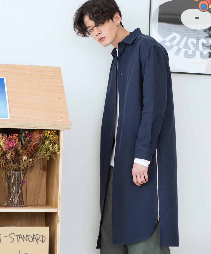 The Royal 'We Long Zip Shirts Coat Navy