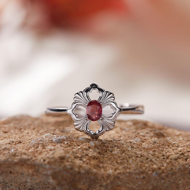 S925 Sterling Silver Natural Colored Treasure Necklace Women'S Niche Light Luxury High-End Set French Retro Brushed Collarbone Chain