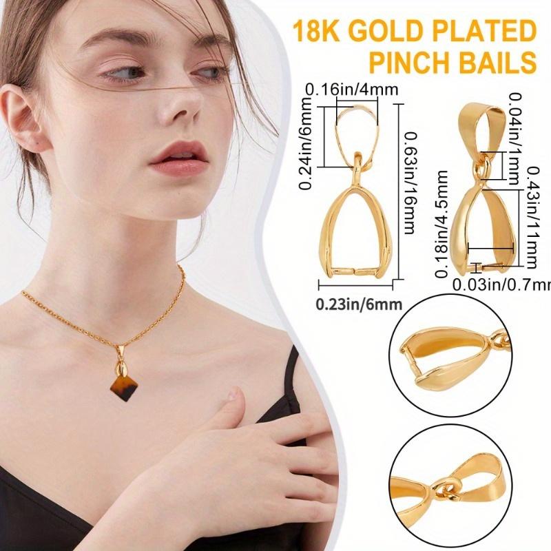 10pcs Stainless Steel Pendant Pinch Clip Bail Clasp Closure Hook Fasteners for DIY Necklace Jewelry Making Supplies Material