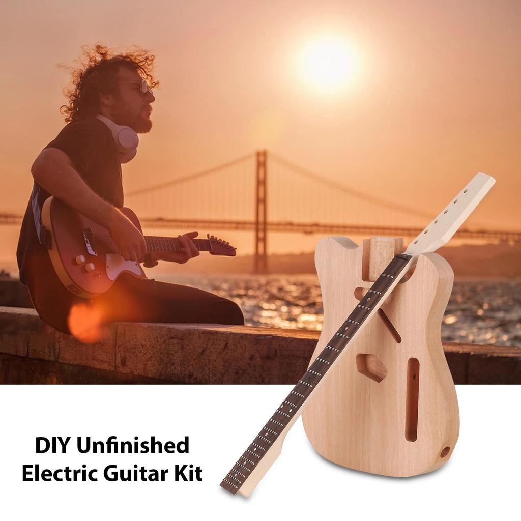 DIY Electric Guitar Kit: Semi-finished Rock Musical Instrument with Body and Neck.
