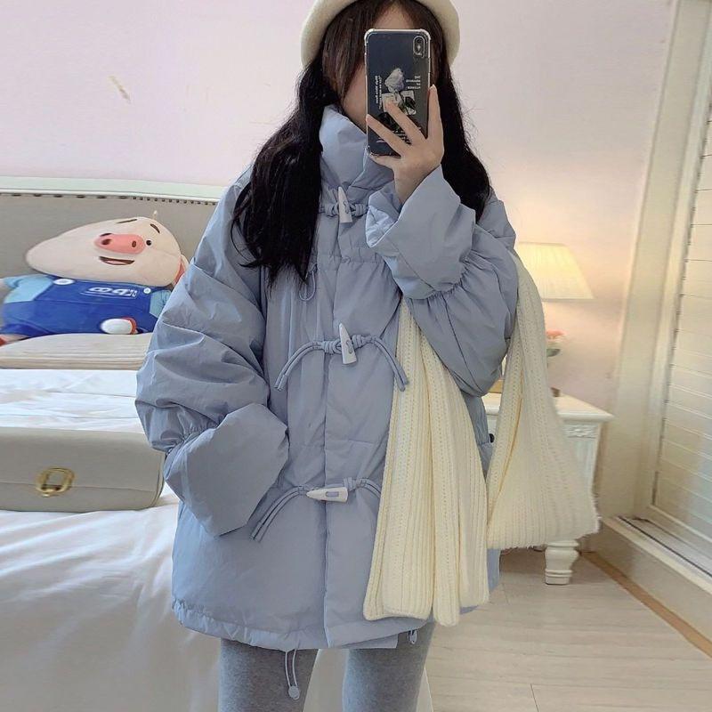 Down Jacket Women's New Winter Korean Style Horn Button Cotton Coat Bread Coat Student Cotton Jacket