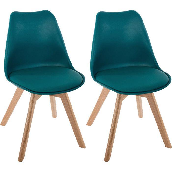 Lot de 2 chaises style scandinave Baya Atmosphera - Bleu canard