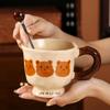 Drinking Cup Coffee Breakfast Cup High Value Cute Boy And Girl Bear With Lid Mark Couple Ceramic Cup Spoon