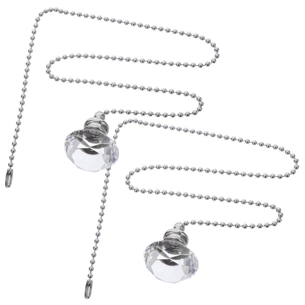 2Pcs Crystal Fan Chain Pull Extenders Decorative Hanging Pull Cord Replacement for Ceiling Fans Light Fixtures Pendant Charm