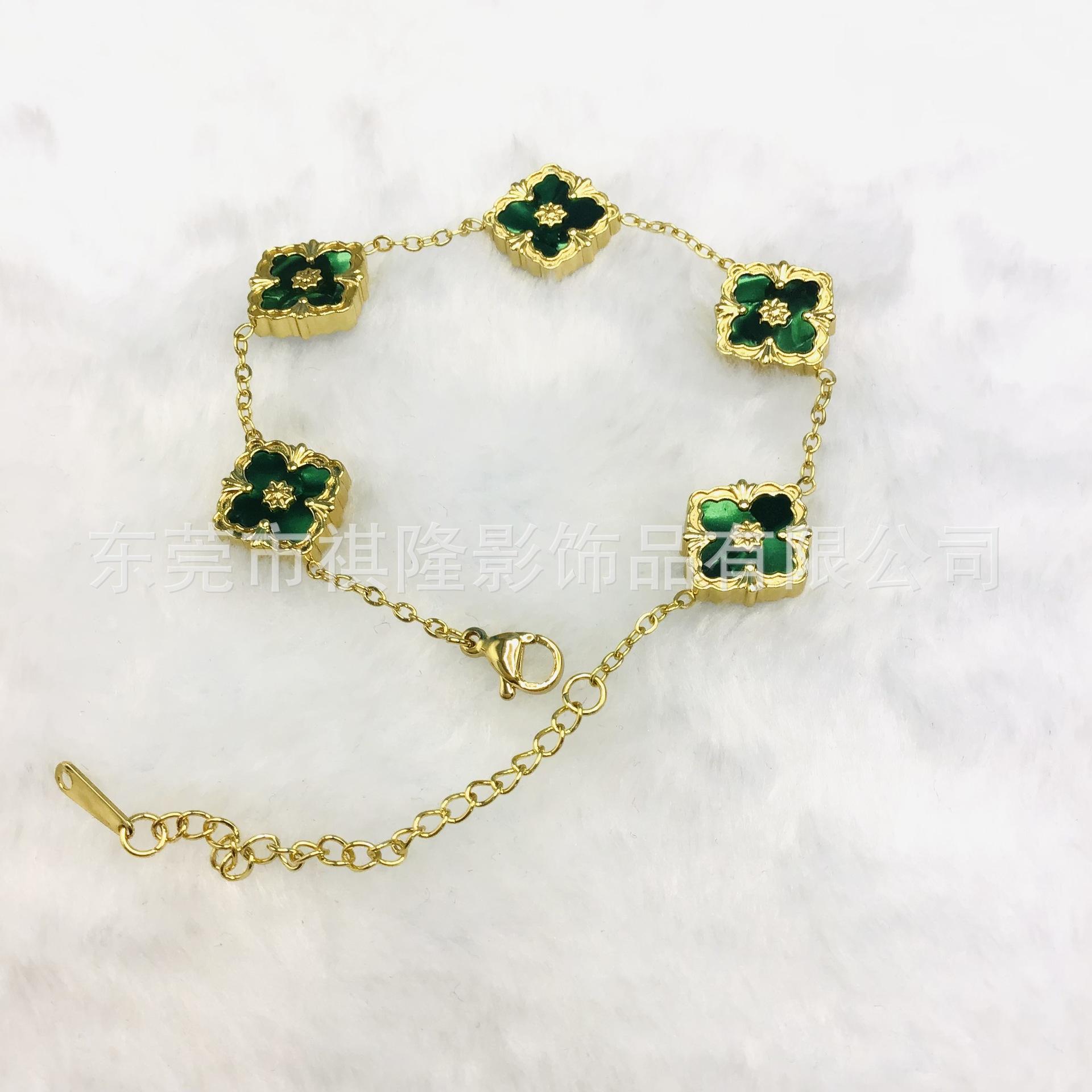 

Браслет в стиле винтажного суда 15 мм с четырьмя листочками клевера, 18-каратный высококачественный женский браслет 18K