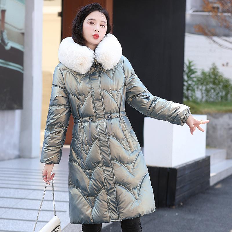 

Жіноча однотонна яскрава осінь/зима куртка з капюшоном і вільною талією, тепла довга жіноча куртка XXL зелений