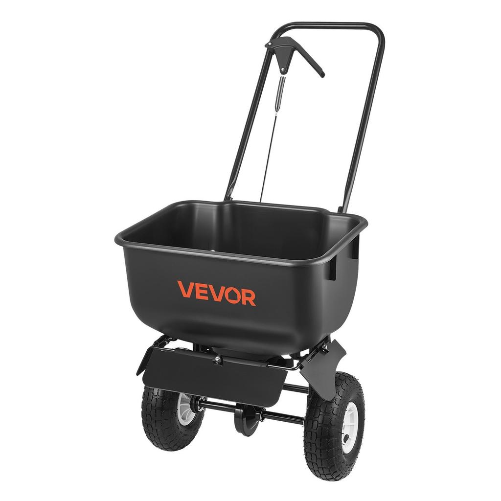 Schiebe-Rasenstreuer, 3,6m Streubreite, Streuwagen mit 36,3kg Ladekapazität & 10 Zoll All-Terrain-Reifen, Handgeführter Garten- und Rasenstreuer