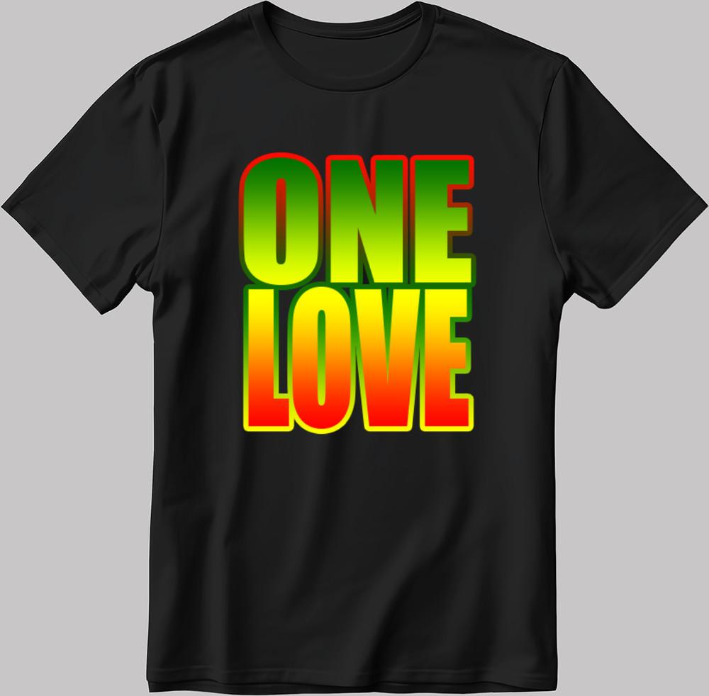 

ONE LOVE Bob Marley Reggae Short Sleeve White-Black Men s / Women N180 L