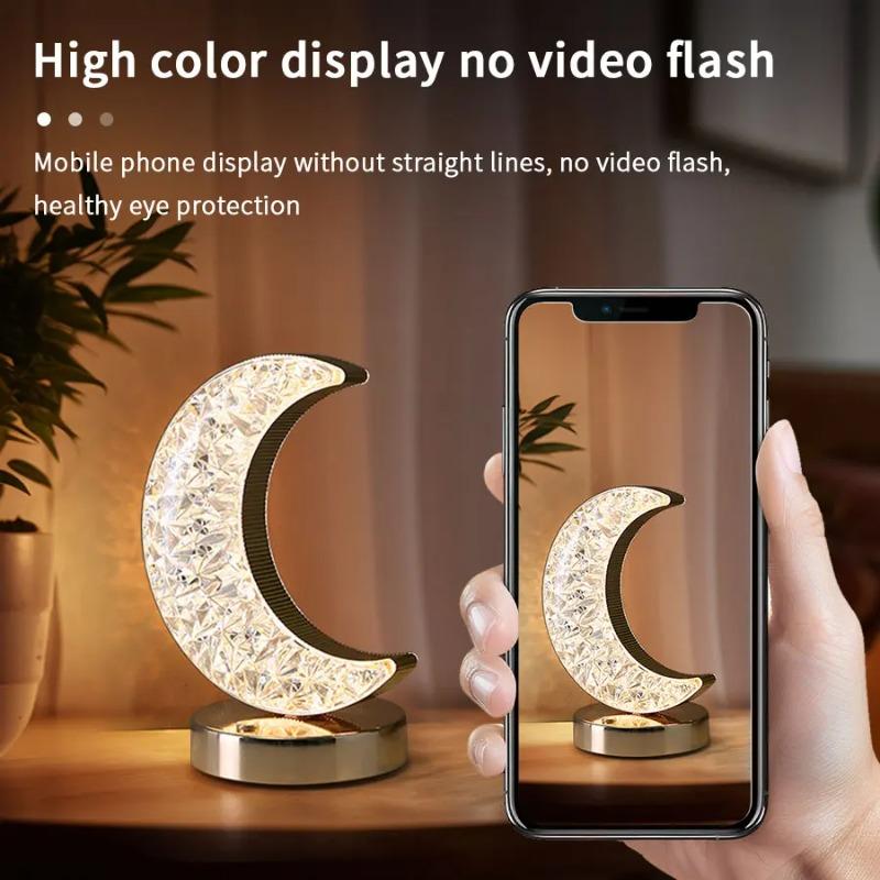 Bedroom Crystal Touch Dimming Night Light Girls Room Home Decor Aesthetics USB Bedside LED Ambient Table 3d Moon Lamp