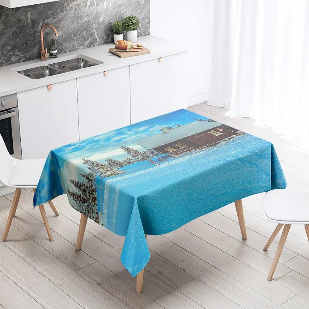 Winter snow tablecloth beautiful  anti-fouling waterproof rectangular kitchen table home decoration