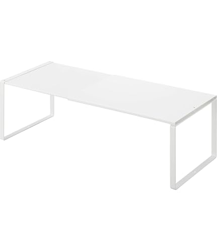 Yamazaki Extendable Storage Shelf, White, Approx. W36.5~60cm x D23cm x H18cm, Plate, Kitchen Rack, Under-Sink Storage, Extendable, Model 3829