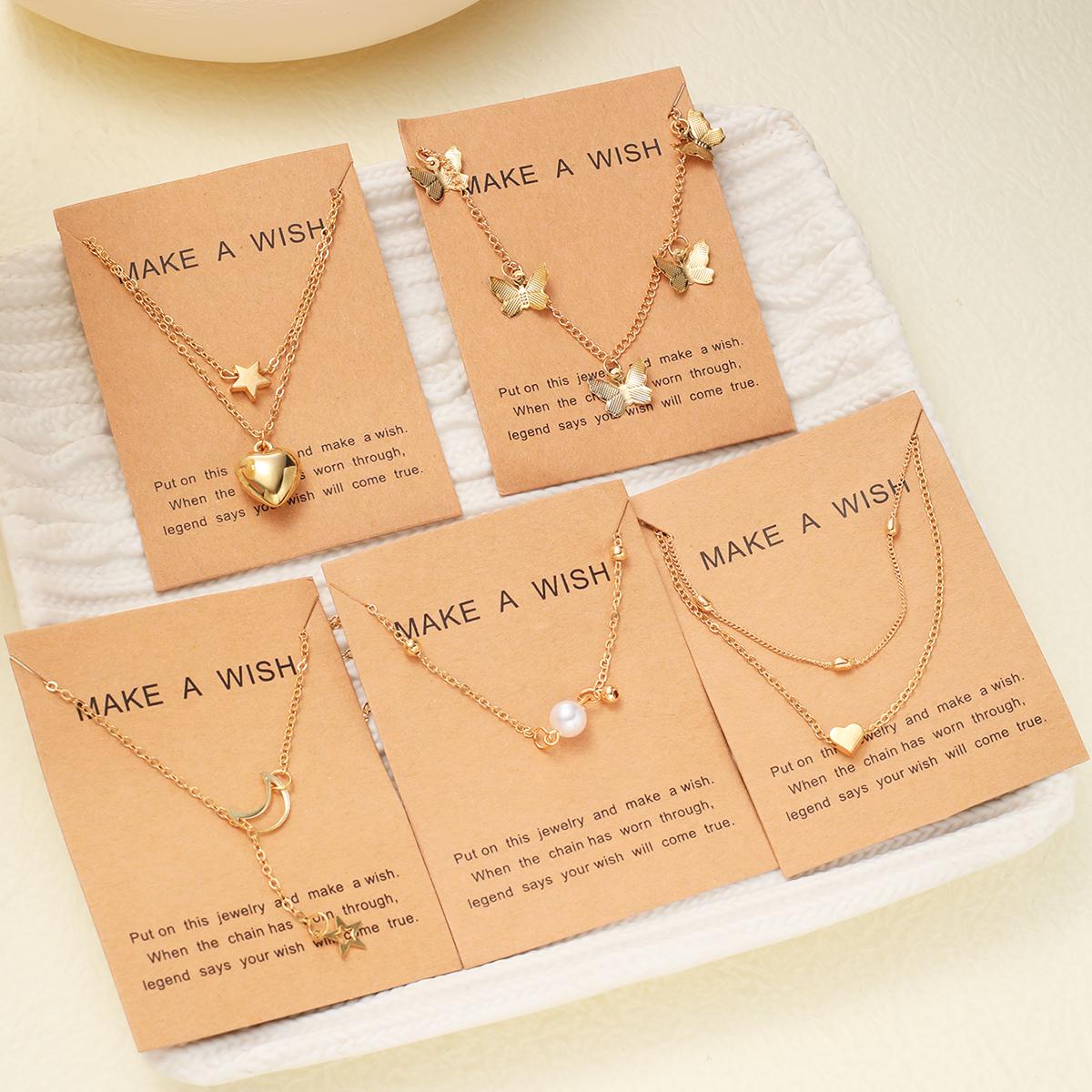 

Gold Color Women Necklace Sets Fashion Heart Butterfly Pearl Moon Star Pendant Necklace 2026 Vintage Jewelry Gifts