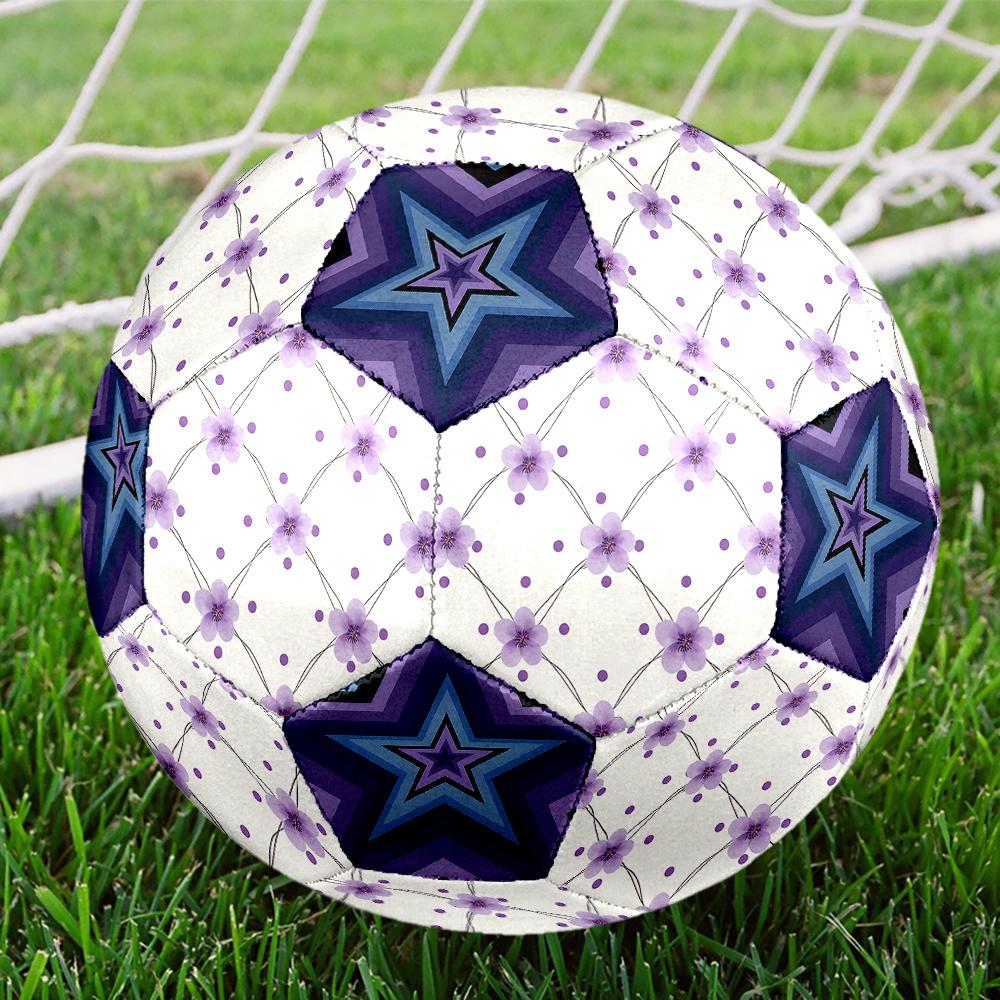 1PC Purple Floral Abstract Star Soccer Ball Size 5 Football Machine Sewn Indoor/Outdoor Universal Football A99