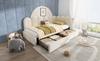 Upholstered Bed Single Bed with Drawers Storage Bed Velvet Daybed Sofa Bed 90x190cm with Slatted Frame Adult Children's Bed, Beige (Without Mattress)
