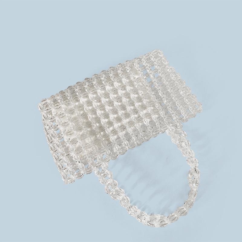 Handgefertigte transparente Damen-Tragetasche mit Kristallperlen