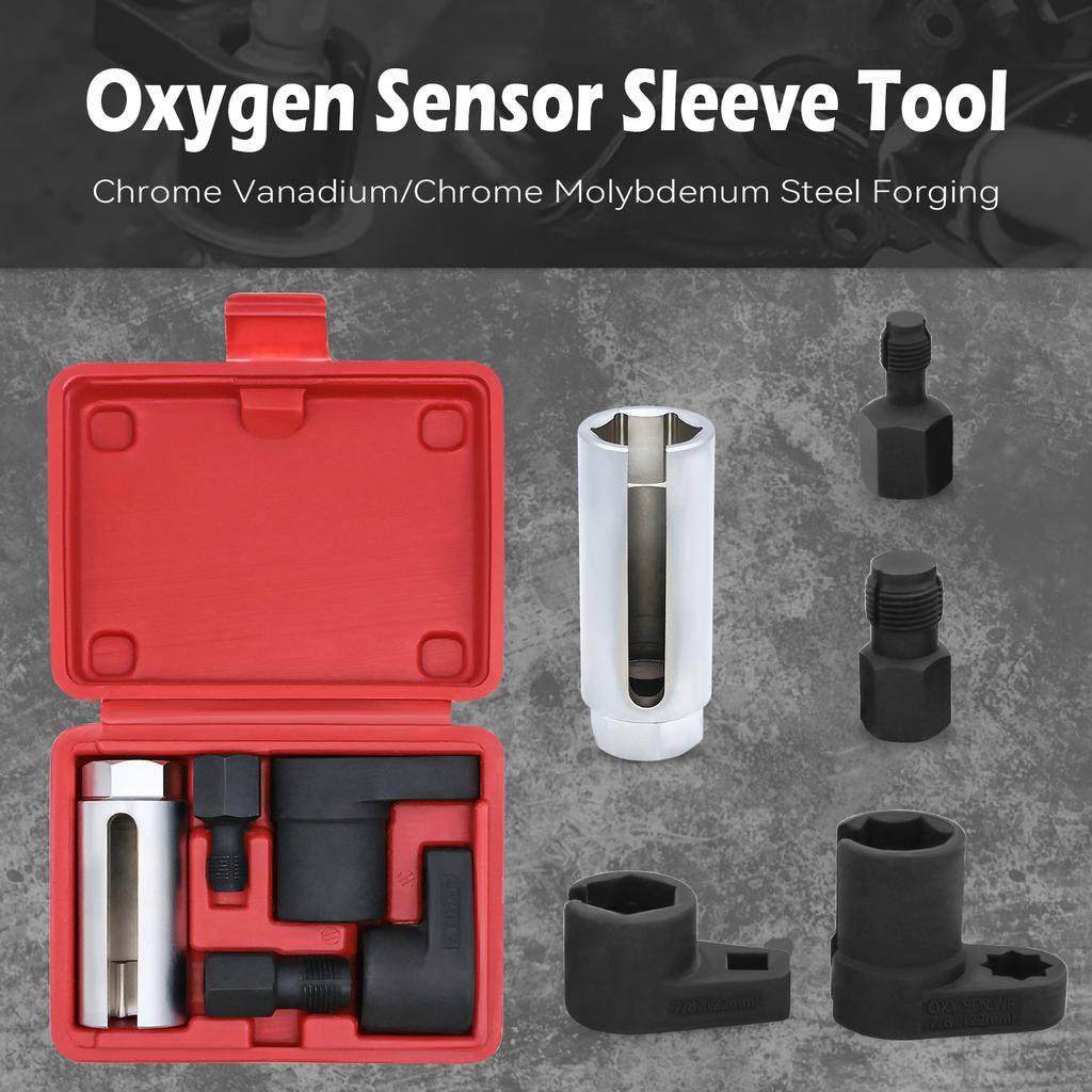 5pcs/set Oxygen Sensor Wrench Kit for Automotive O2 Socket Removal Install Offset Vacuum Sensor Socket Thread Chaser Hand Tool