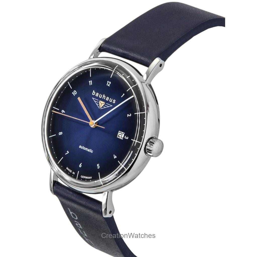Bauhaus Leather Strap Dark Blue Dial Automatic 21523 Men's Watch