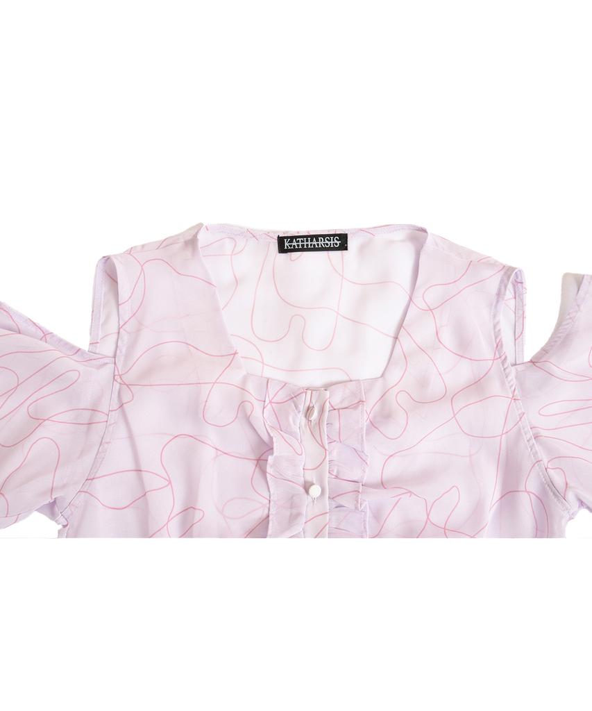 KATHARSIS Cutoff Chiffon Blouse Lv_Free
