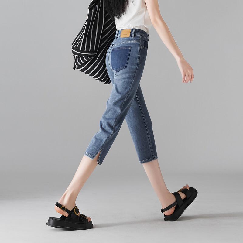 Women s High-Waist Split Hem Cropped Skinny Jeans 27/M
