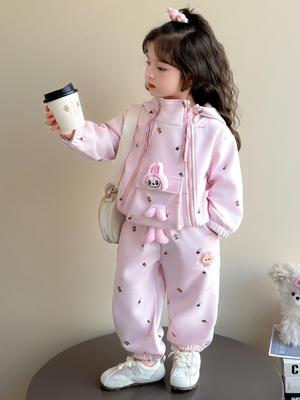 2025 Mädchen Cartoon Hoodie & Hose Set - Lässiges Zweiteiler für Frühling/Herbst
