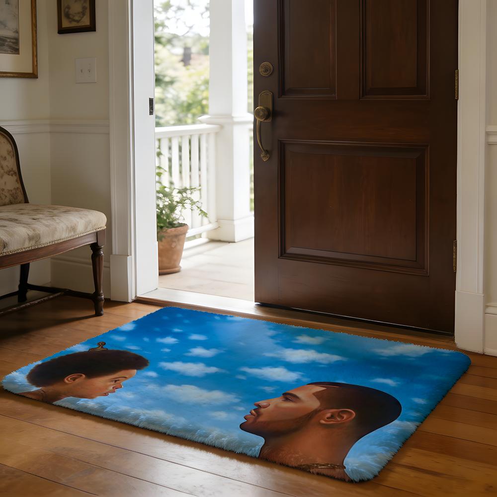 DDrake Rapper Floor Mat Soft Flannel Absorbent Mat Non-Slip Rug Home Bedroom Bathroom