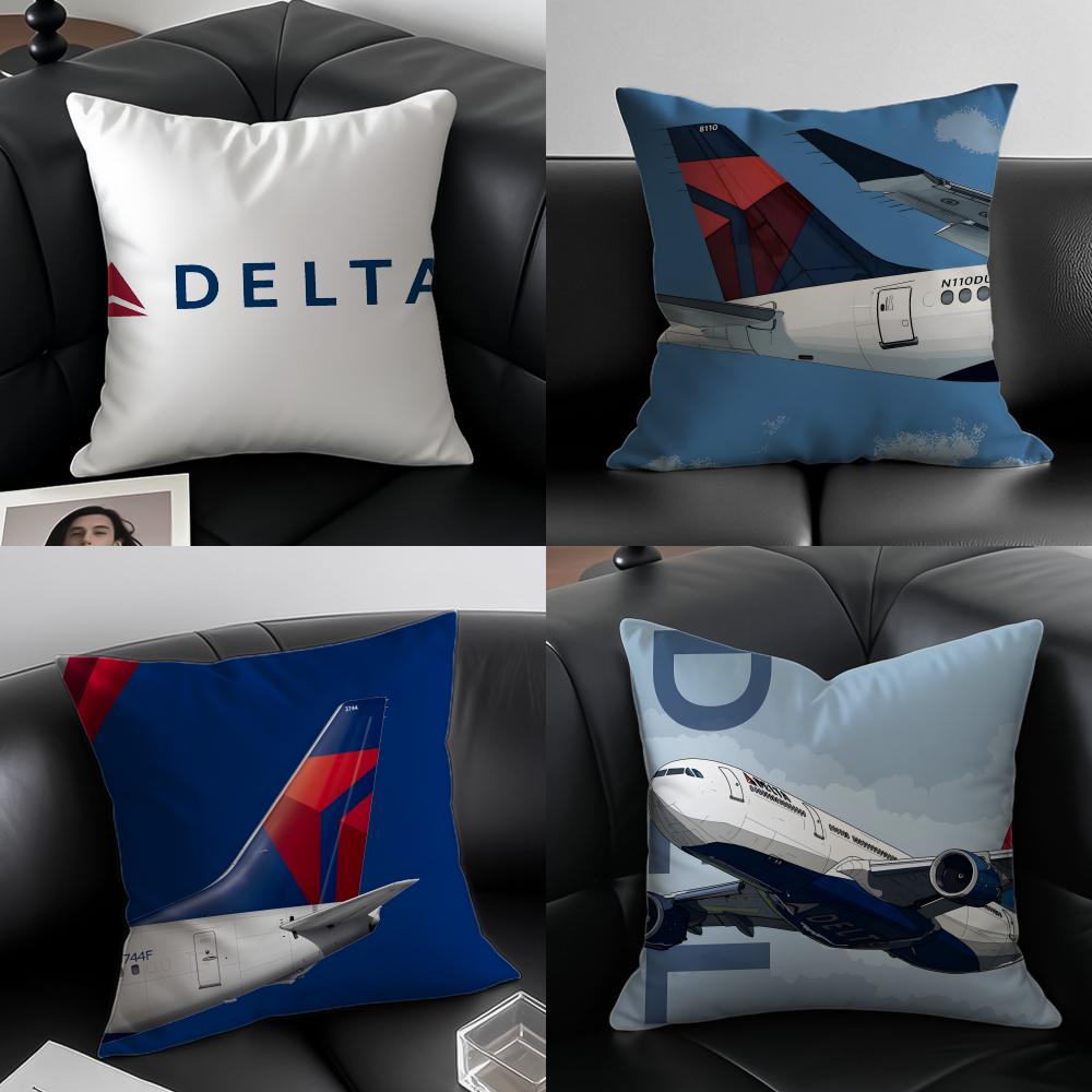 Casual Business DDelta AAirLines Cushion Cover Pillow Case Antidustmite Invisible Zipper Silky Plush Cushion