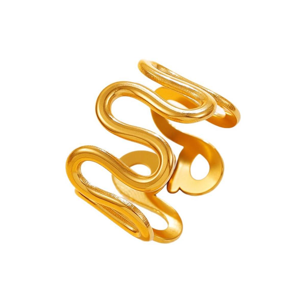 French Chic Curved Open Stainless Steel Ring - Women's Geometric Jewelry