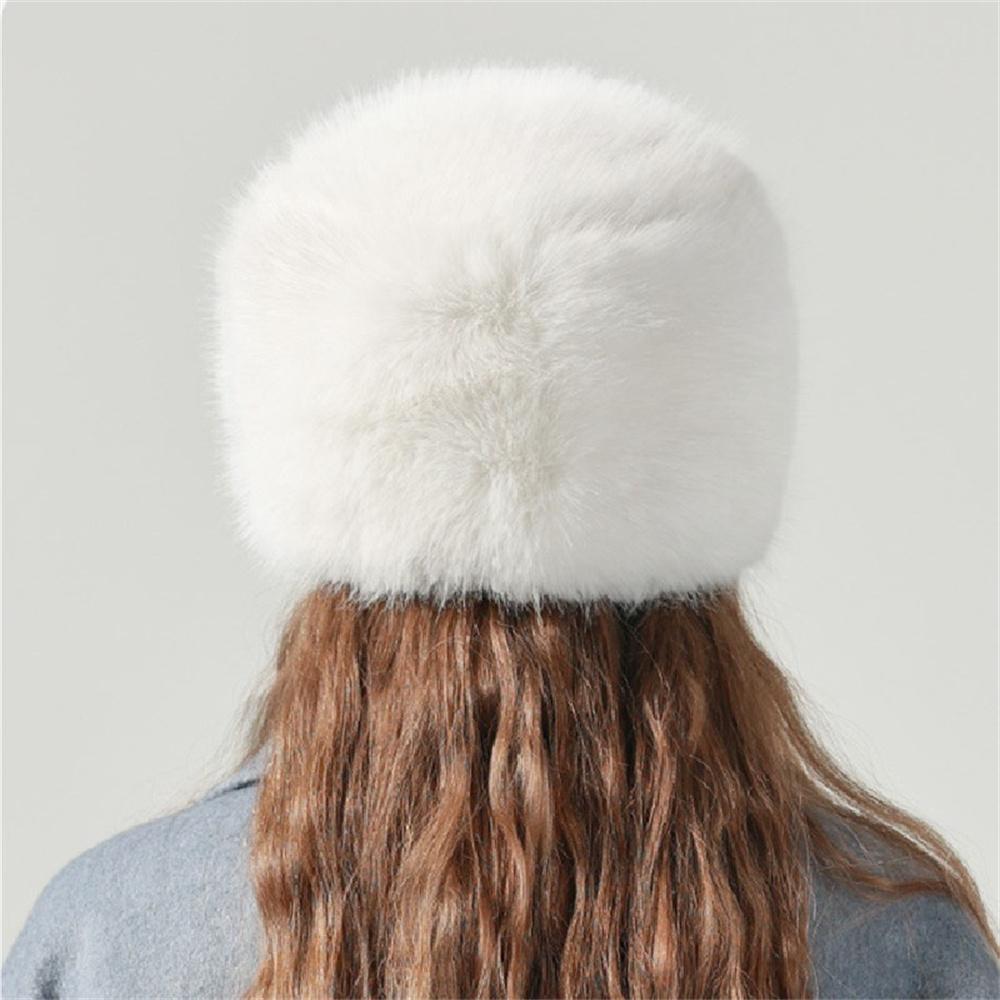 Women's Fur Warm Snow Skiing Hat, Winter Fluffy Thick Outdoor Hat, Windproof Ear Protection Warm Hat.