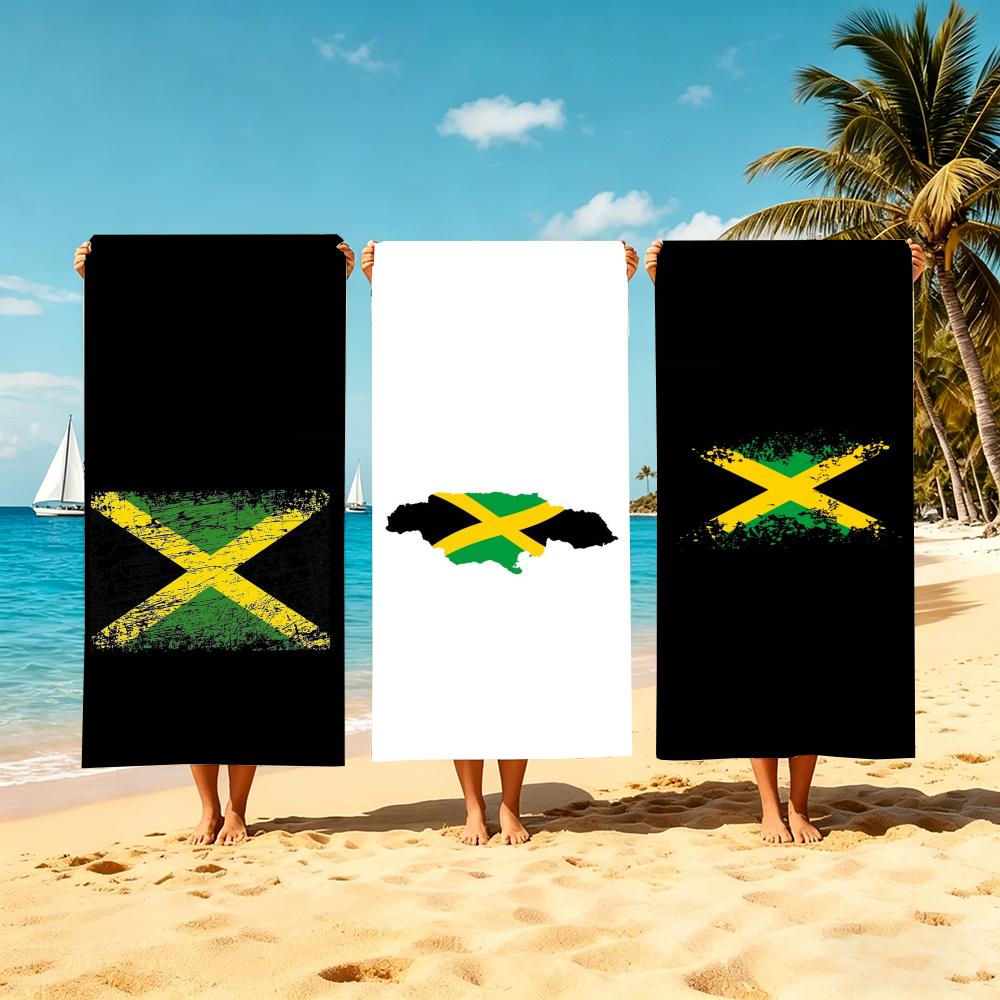 Jmg Household Supplies J-Jamaica Flag Towel Microfiber Beach Towel, Quick-Dry, Sand-Free, Ultra-Fine Fiber, Super Soft.