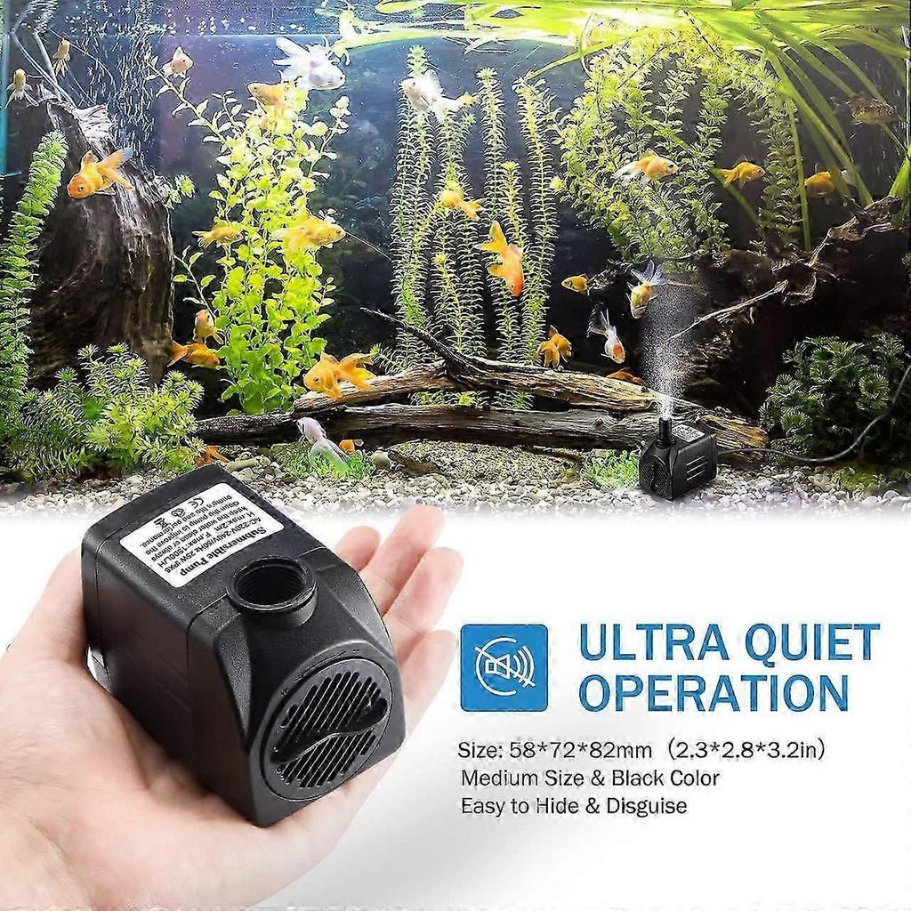 1500L/H Submersible Water Pump, 25W Ultra Quiet Aquarium Pump with 48hs Dry Burning, Fountain Pump with 5ft Power Cord and 2 Nozzles, Water Pump for A